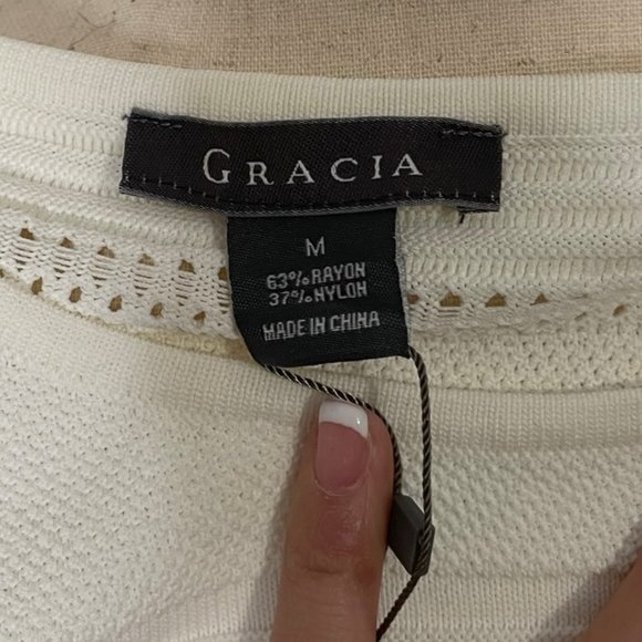 Gracia White Short Sleeve Top NWT - Picture 9 of 11